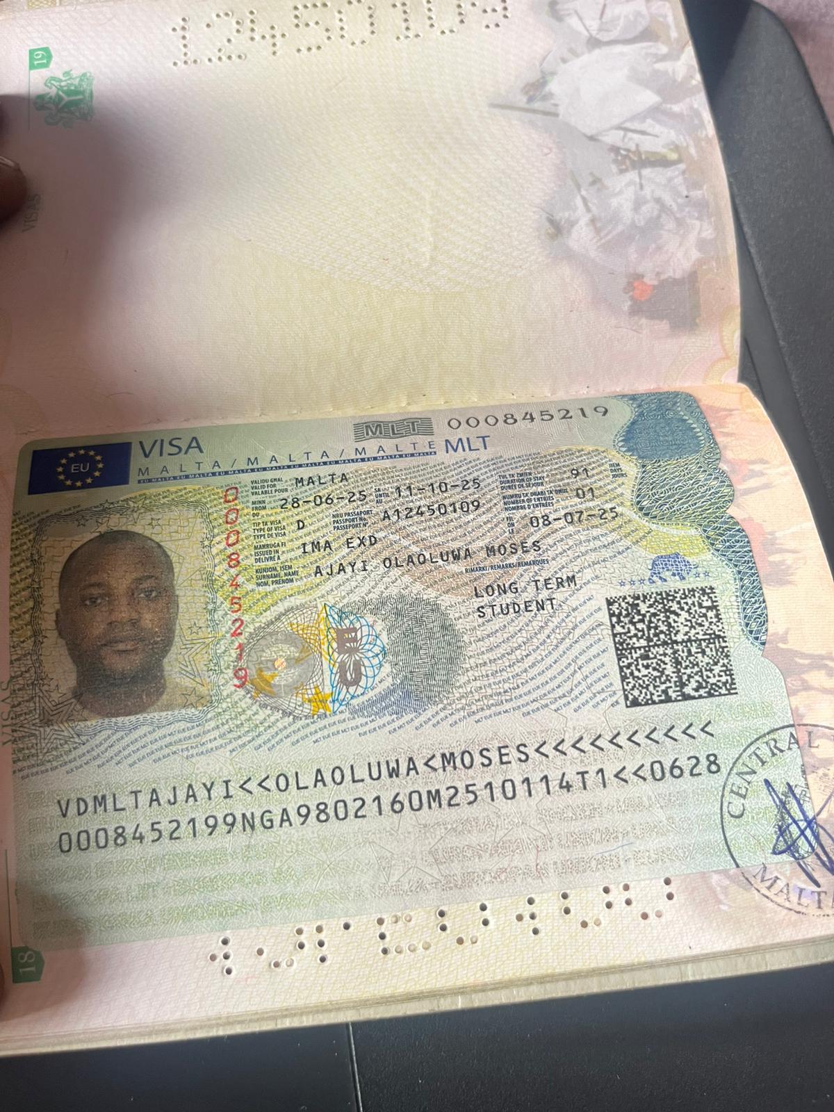 Olaoluwa Moses Ajayi Visa